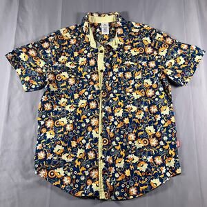 Disney Marvel Avengers Men’s Large Button Up Shirt‎ Floral Print Superhero Logos